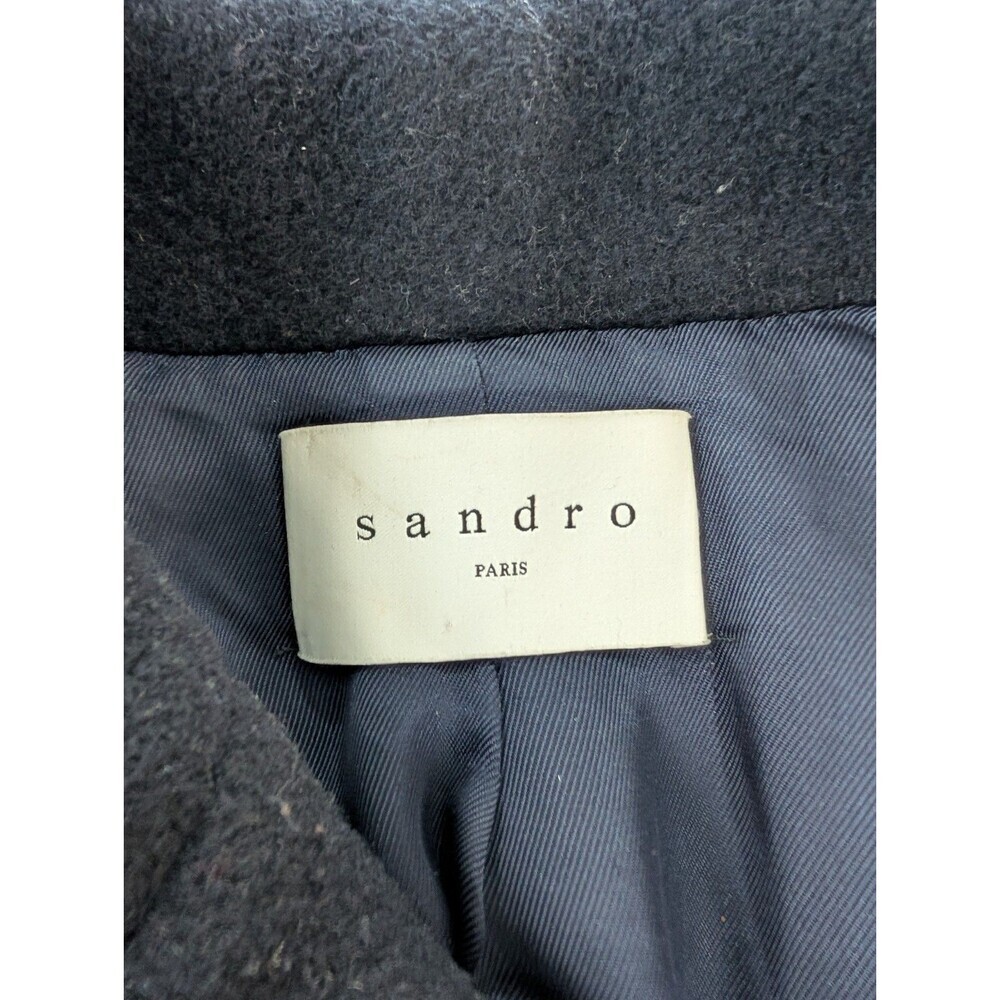 Sandro 4 Button Wool Blend Pea Coat W/ Varsity Cuffs Women's Size 38 Bulgarian - Picture 2 of 13
